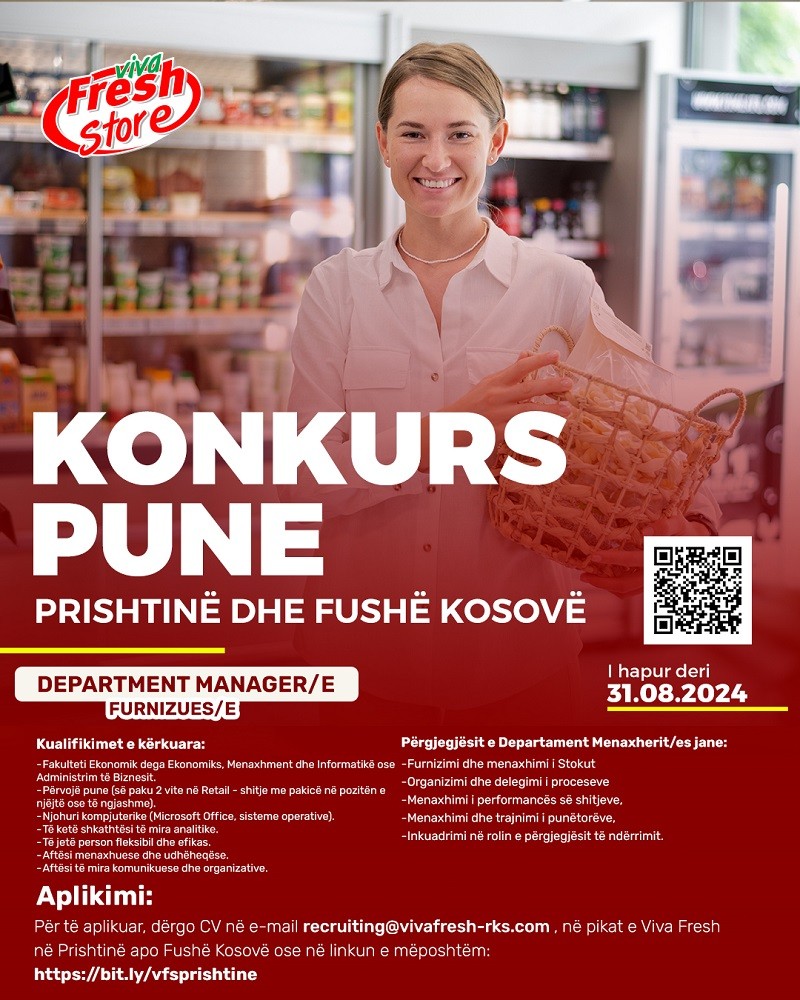 Department Manager/e, Furnizues/e